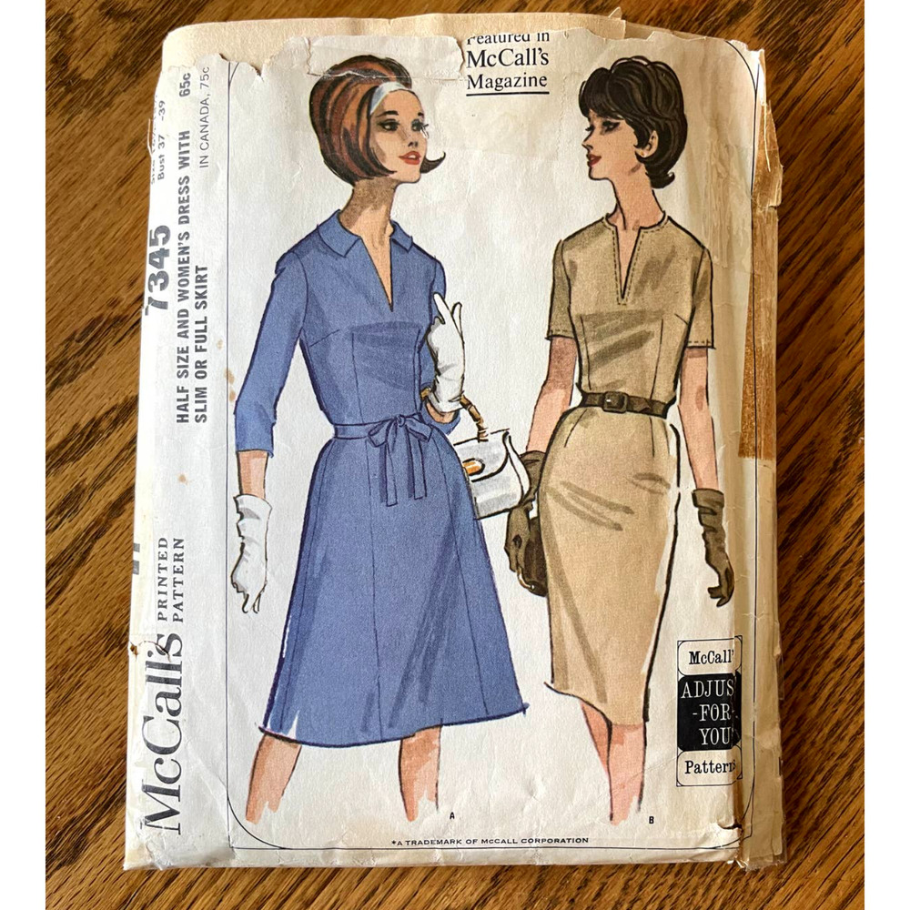 Vintage 1960s McCalls 7345 Sewing Pattern Size Med-Lg Dress Skirt COMPLETE